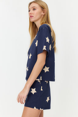 Trendyolmilla Cok Renkli %100 Pamuklu Y?ld?z Desenli Sortlu Orme Pijama Tak?m? THMSS22PT0501  фото 26