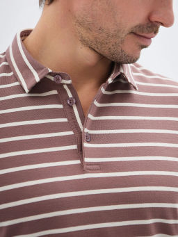 Джемпер мужской с воротником поло короткий рукав GREG G144-KD-HJ-02-4T (экрю полоска)