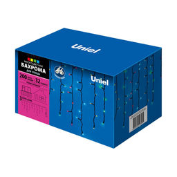 ULD-B3010-200/TBK MULTI IP67 Бахрома светодиодная с эффектом мерцания, 3м. Соединяемая. 200 светодиодов. Разноцветный свет. Провод черный. TM Uniel. - Volpe фото 10