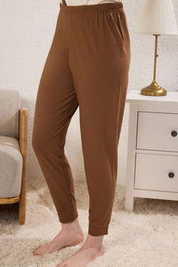 Trendyolmilla Kahverengi-Cok Renkli Pamuklu Kalpli Orme Pijama Tak?m? THMSS25PT00383  фото 3