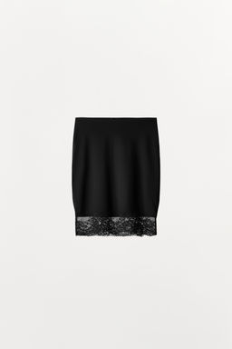 FALDA CON POLIAMIDA ENCAJE / Negro
