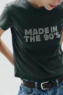 WASHED-EFFECT RHINESTONE T-SHIRT - Zara фото 4