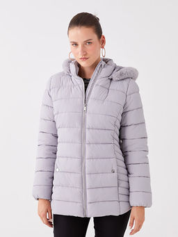 Kap??onlu D?z Uzun Kollu Kad?n ?i?me Mont