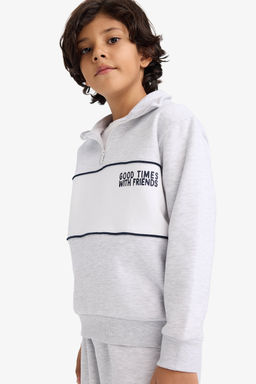 Yar_m Fermuarl_ __i Yumu_ak T_yl_ Sweatshirt Erkek _ocuk - Defacto фото 3