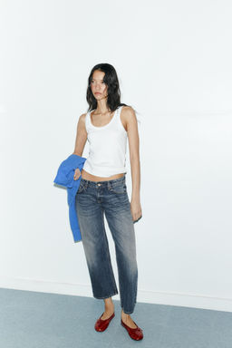 JEANS TRF CROPPED TIRO MEDIO / Marino