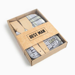 Набор подарочный Доляна Best man: варежка 20х28 см, прихватка 17х17 см, 2 лопатки  фото 8