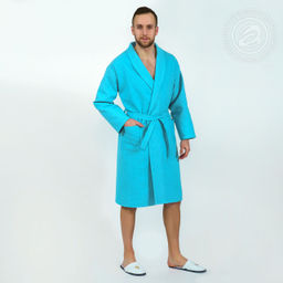 Халат запашной с воротником (бирюзовый) 52-54/1 шт. Вафельное полотно