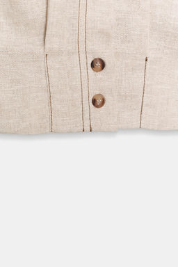 TOP PESPUNTES CON LINO / Beige claro