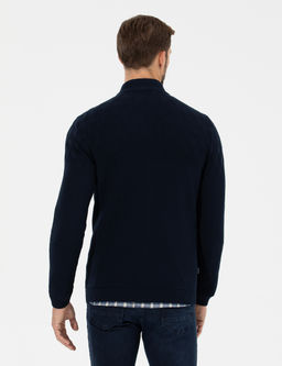 Lacivert Slim Fit Fermuarl_ Triko H_rka