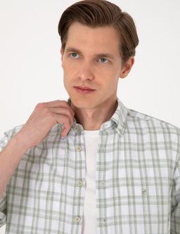 Ye_il Regular Fit Ekose Uzun Kollu G_mlek - Pierre cardin фото 2