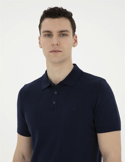 Lacivert Slim Fit D__meli Polo Yaka Triko Ti__rt - Pierre cardin фото 2