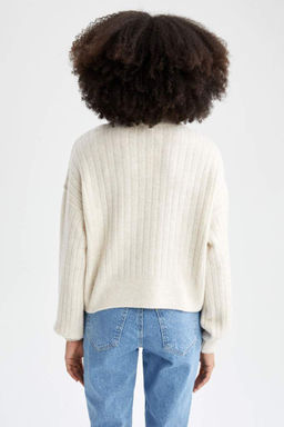 Кардиган стандартного кроя с V-образным вырезом - Defacto фото 5