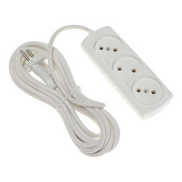 Удлинитель Luazon Lighting ECO, 3 розетки, 4.5 м, 10 А, 2200 Вт,ПВС 2х0.75 мм2,без з/к,белый