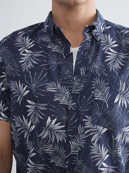 Regular Fit K?sa Kollu Desenli Poplin Erkek G?mlek