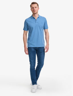 Koyu Mavi Regular Fit %100 Pamuk K_vr_lmaz Polo Yaka Basic Ti__rt