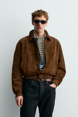 CROPPED FIT SUEDE LEATHER JACKET AARON LEVINE X ZARA фото 10
