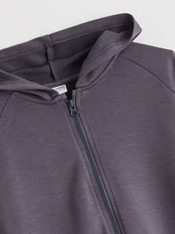 Kap??onlu K?z ?ocuk Fermuarl? Sweatshirt