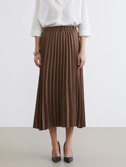 Beli Lastikli S?et G?r?n?ml? Pileli Etek