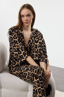 Trendyolmilla Siyah Biyeli Viskon Dokuma Pijama Tak?m? THMAW21PT0292  фото 12