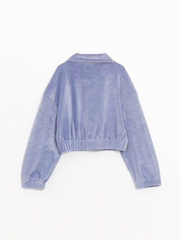 Polo Yaka Basic Uzun Kollu Kadife K?z ?ocuk Sweatshirt