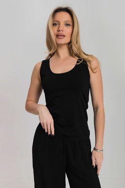 Майка из кулирки с лайкрой М326013а чёрный