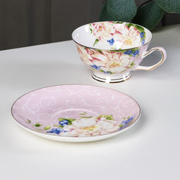 Чайная пара фарфоровая Чайная роза, 2 предмета: чашка 200 мл, блюдце d=15 см - Simaland фото 2