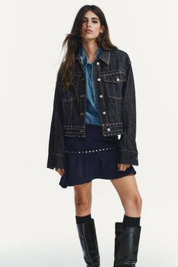 ASYMMETRIC RUFFLED SKIRT WITH STUDS