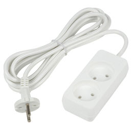 S-CU2-3 WHITE Удлинитель серии Ultra, шнур 3м., 2 гнезда, 10A, б/з. Белый. TM Uniel