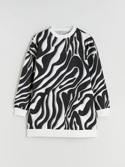 Bisiklet Yaka Desenli Kad?n Sweatshirt Tunik