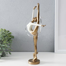 Фигурка полистоун «Гимнастка с лентой», бронза, 14×6.5×32.5 см