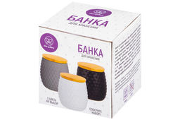 Банка д/хранения 190 мл 7,2*7,2*7,5 см Пузырьки светло-серая + бамб. крышка с сил. упл. - Elan gallery фото 7