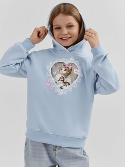 Худи для девочек голубое