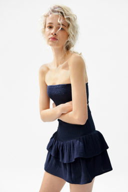 Vestido escalonado con cuerpo nido de abeja - H&m фото 5