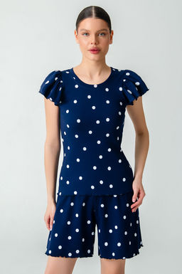 Арт.9176/1 Пижама с шортами 42-48 (4 шт) Цвет:синий, белый - Калинка фото 2