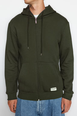 TRENDYOL MAN Gri Melanj Regular Fit Kapusonlu Fermuarl? Etiket Aplikeli Kal?n Sweatshirt TMNAW23SW00172 - Trendyolmilla фото 21