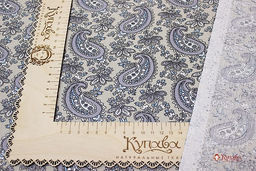 Бязь Серо-голубые восточные огурчики на серо-бежевом, ш.1.5м, хлопок-100%, 120гр/м.кв - Купава фото 5