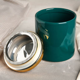 Банка керамическая для сыпучих продуктов «Золотое крыло», 1 л, цвет зелёный