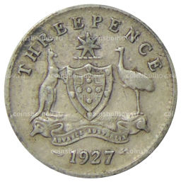 Монета 3 пенса 1927 года Австралия