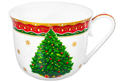 Чайная пара 2 пр. 450 мл 14*11*8,5 см Новогодняя ёлка красный узор NEW BONE CHINA - Elan gallery фото 8