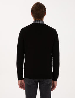 Siyah Slim Fit V Yaka Basic Triko Kazak - Pierre cardin фото 5