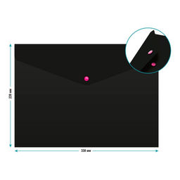Цена за 4 шт. Папка-конверт на кнопке А4, 180 мкм, Calligrata, непрозрачная, чёрная, кнопки цветные, до 120 листов, МИКС  фото 4