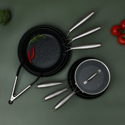 Сковорода Magistro Rock Stone, d=22 см, h=4.3 см, кованый алюминий, антипригарное покрытие, индукция, чёрная фото 12