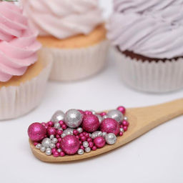 Посыпка кондитерская Блеск, взорванные зерна риса, фуксия, серебро, 50 г - Simaland фото 2