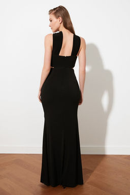 TRENDYOLMILLA Siyah Astarl? Orme Uzun S?k Abiye Elbise TPRSS21AE0049 фото 10