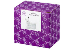 Вазочка п/зубочистки 8*4*8,5 см "Кролик с капустой" белая с золотом