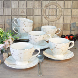 Набор чайный 12 пр 220 мл., 14 см Lavenir Золотой мрамор 176-647 в под.уп., фарфор арт. 00110487