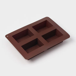 Форма для выпечки Доляна «Прямоугольник», силикон, 21.5×15.3×3.7 см, 4 ячейки (7.7×4.8 см), коричневая