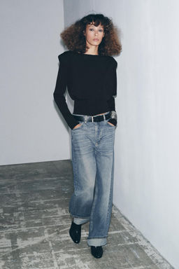 KNIT TOP WITH SHOULDER PADS - Zara фото 4