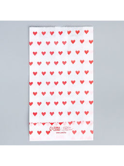 Цена за 50 шт. Пакет бумажный фасовочный, упаковка, белый, «Сердца» 20×11×4 см без окна