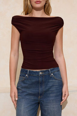 Kahverengi Fitted/Vucuda Oturan Kay?k Yaka Kolsuz Esnek Orme Bluz TWOSS26BZ00082 - Trendyolmilla фото 3
